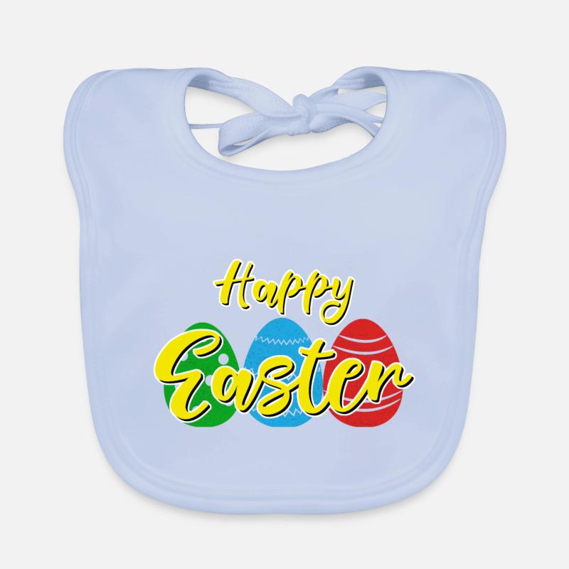 Happy Easter - Easter bunny Easter eggs celebration gift Organic Baby Bibs