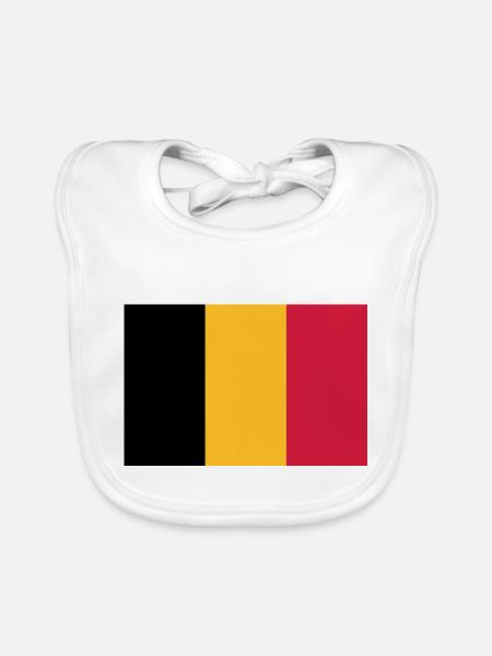 Drapeau Belge - Belgische vlag - Bavoir bio Bébé - blanc - Devant