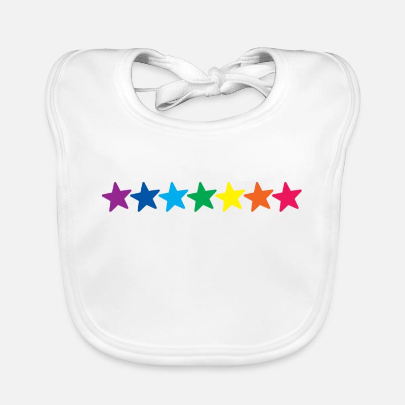 Horizontale Regenbogensterne - Baby Bio-Lätzchen - Weiß