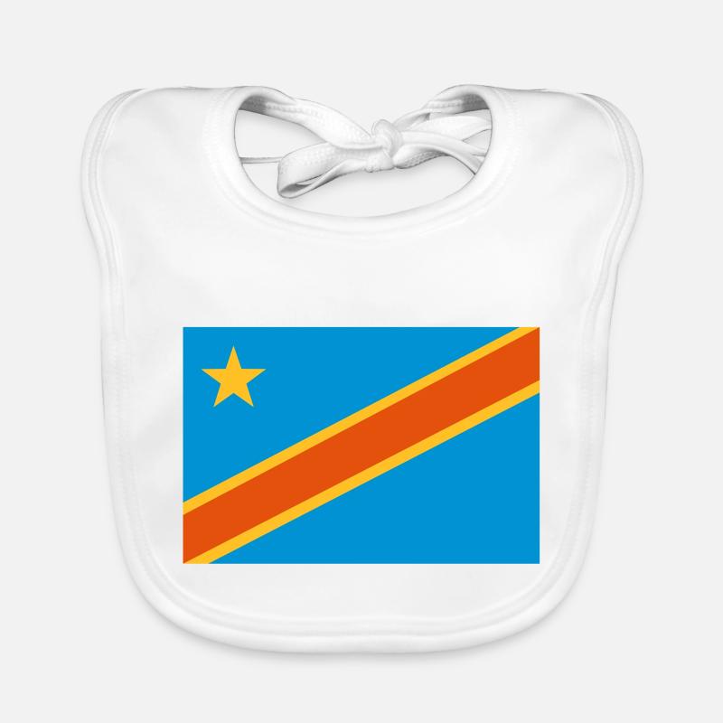 drapeau Congo Kinshasa - Congo flag - Bavoir bio Bébé - blanc