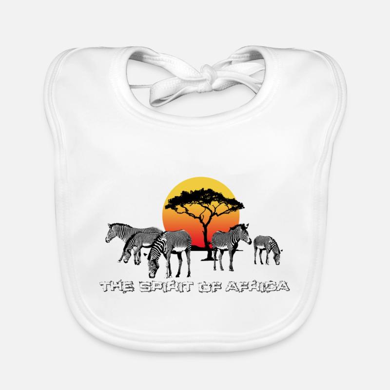 l'Esprit de l'Afrique (zèbres) - Bavoir bio Bébé - blanc