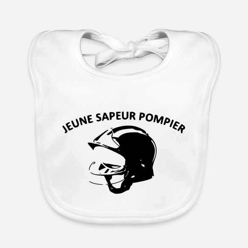 jungen Feuerwehrmann - Baby Bio-Lätzchen - Weiß