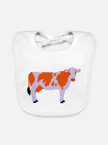 Cow 3 - Organic Baby Bibs - white - Front