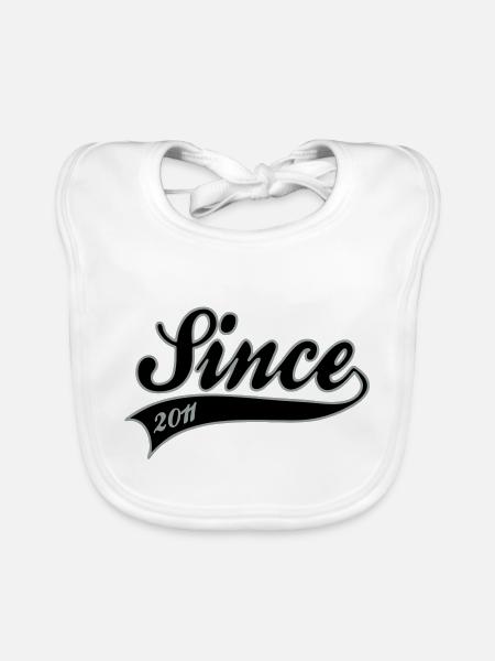 Birthday - Since 2011 - Organic Baby Bibs - white - Front