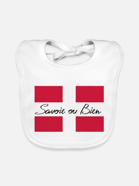 drapeau Savoie - Bavoir bio Bébé - blanc - Devant