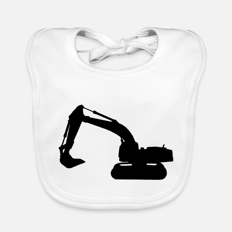 digger truck construction machine Organic Baby Bibs