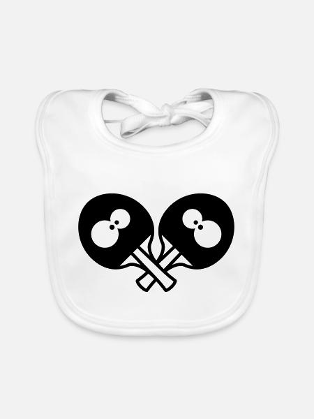 Funny Table Tennis Rackets - Organic Baby Bibs - white - Front