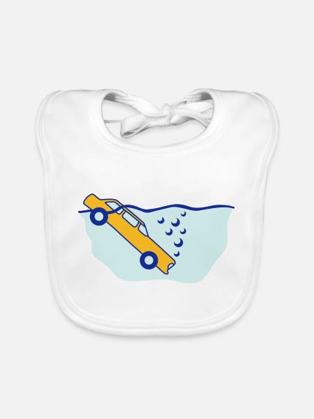 Diving Car - Baby Bio-Lätzchen - Weiß - Vorne