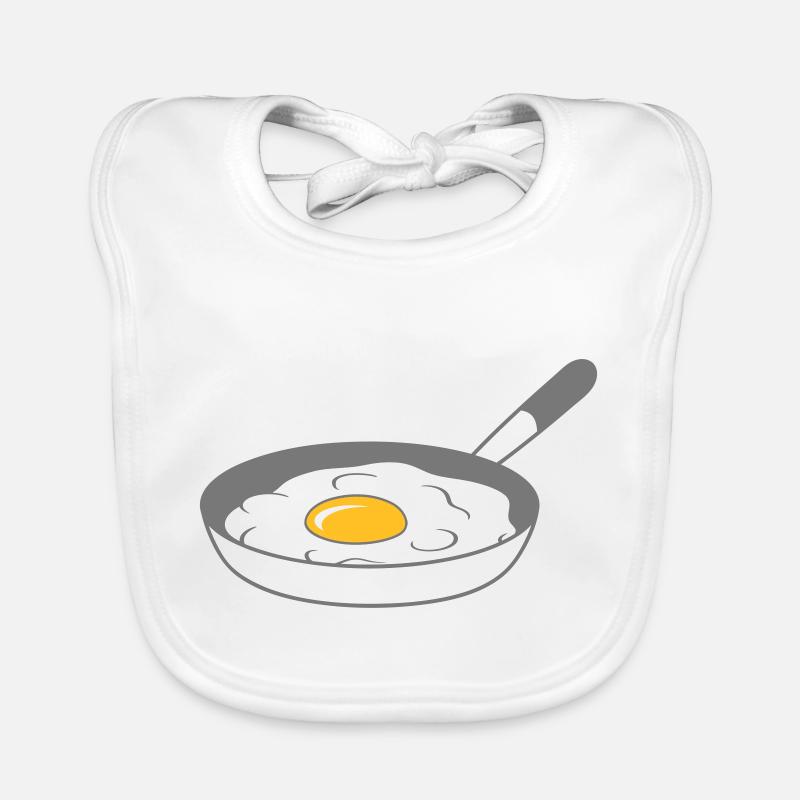 frying pan fried egg cooking roast eat egg yolk Organic Baby Bibs