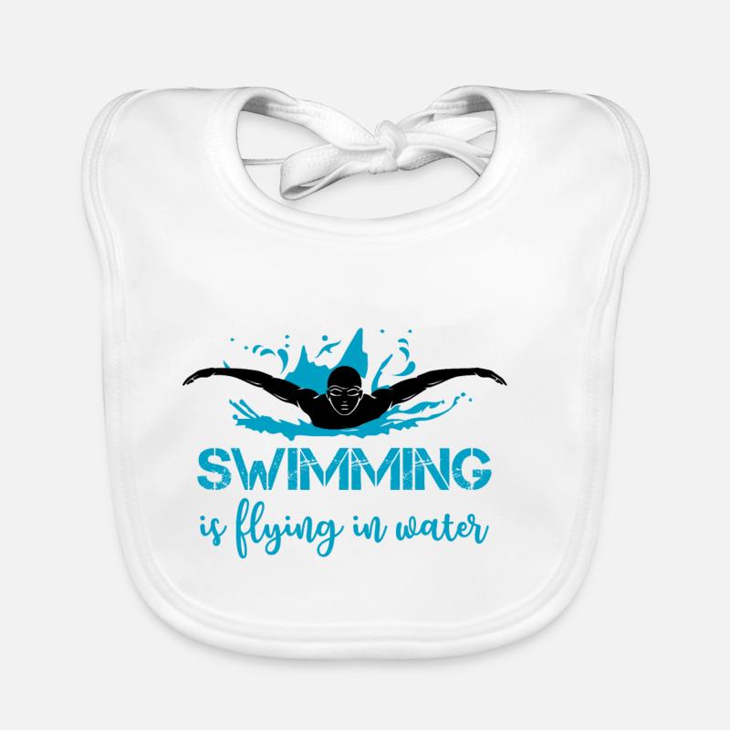 Natation - Bavoir bio Bébé - blanc