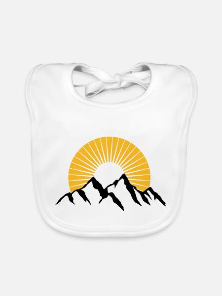 Belles montagnes avec soleil - Bavoir bio Bébé - blanc - Devant