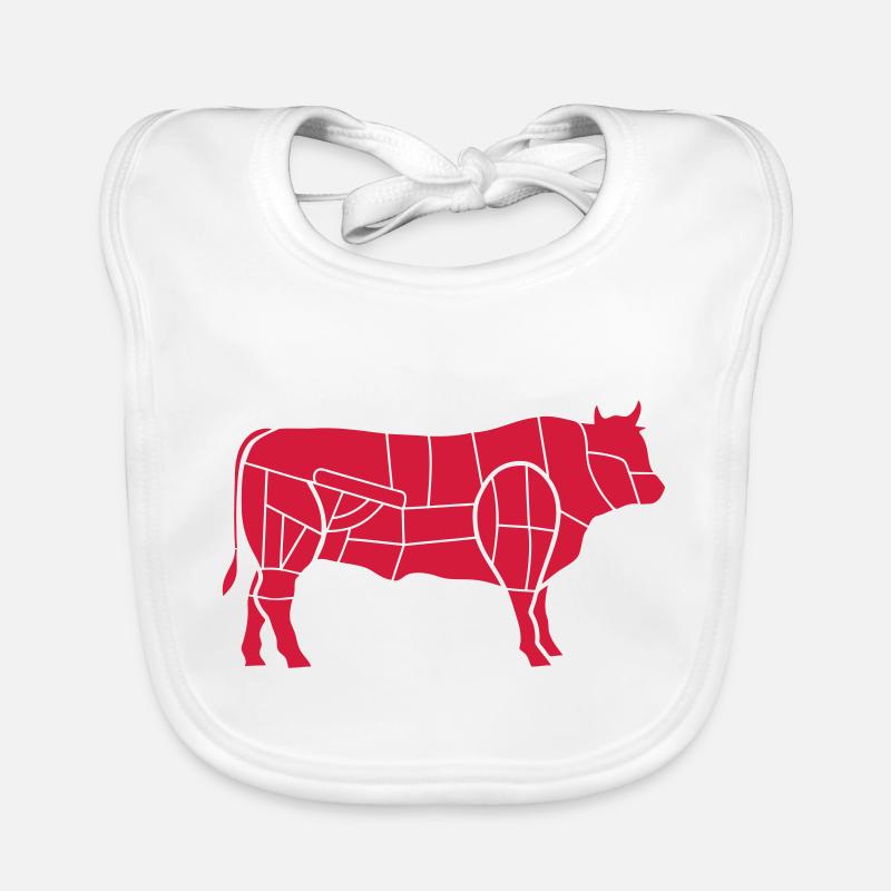 Metzger Rindfleisch Kuh Fleisch Grill Silhouette Baby Bio-Lätzchen
