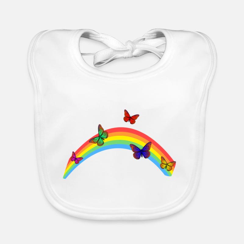 Schmetterling Regenbogen - Baby Bio-Lätzchen - Weiß