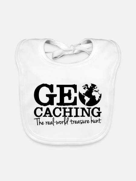 geocaching - the real-world treasure hunt - Baby Bio-Lätzchen - Weiß - Vorne