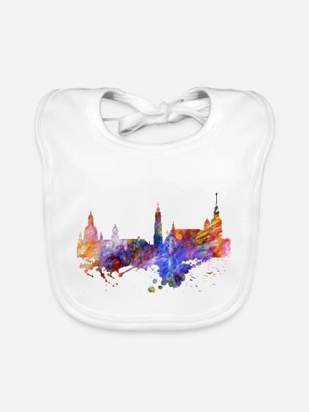 Dresden Skyline - Baby Bio-Lätzchen - Weiß - Vorne