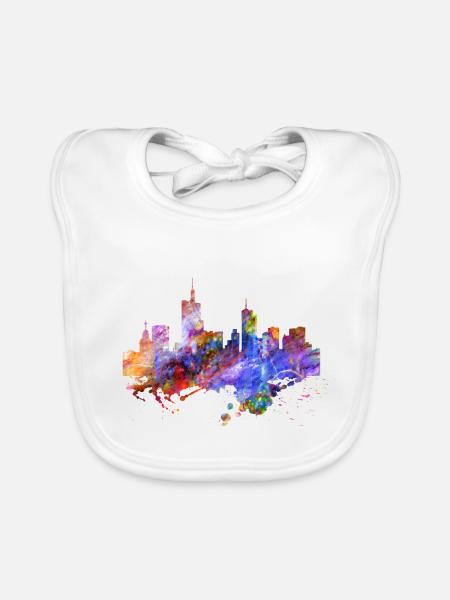 Couleurs de skyline de Francfort - Bavoir bio Bébé - blanc - Devant