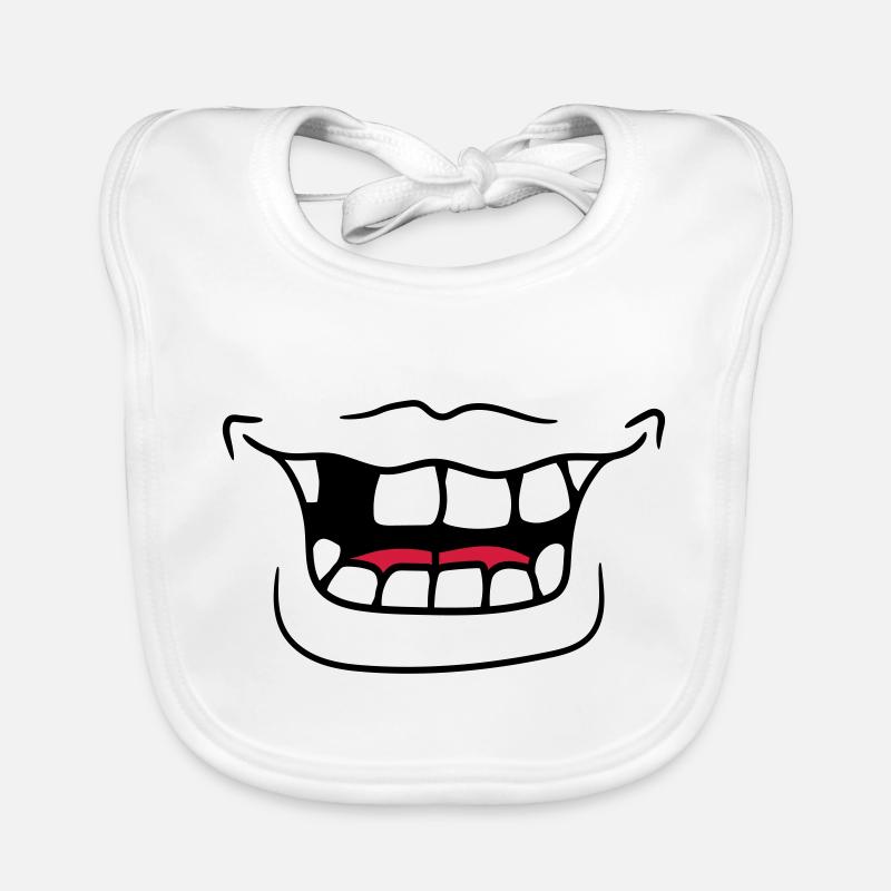 mouth grin laugh funny tooth gluecke comic cartoo Organic Baby Bibs