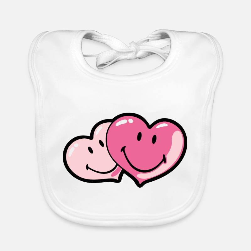 Smiley Two Hearts Bavoir bio Bébé