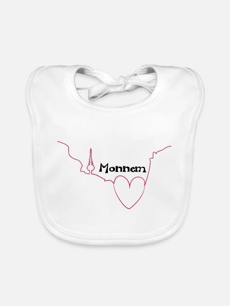 Herz für Monnem - Tribal Art Design - Baby Bio-Lätzchen - Weiß - Vorne