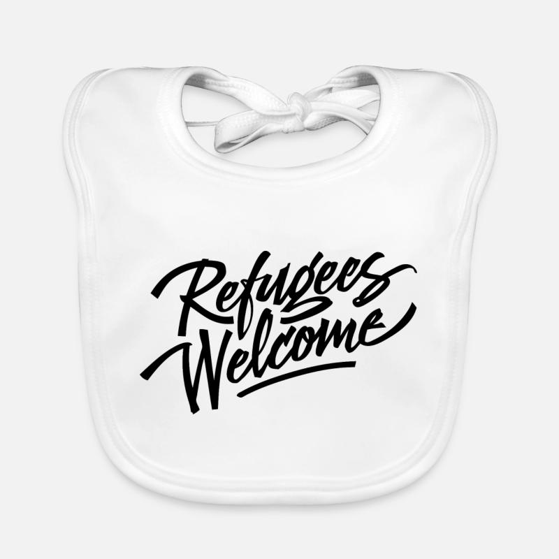 Réfugiés bienvenus - Créez des refuges! - Bavoir bio Bébé - blanc