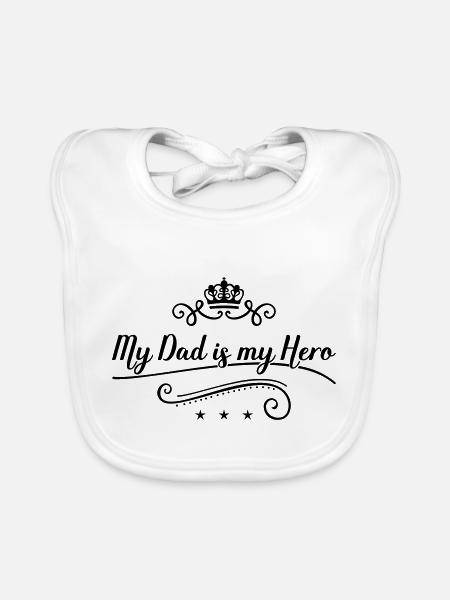 my dad is my hero - Baby Bio-Lätzchen - Weiß - Vorne