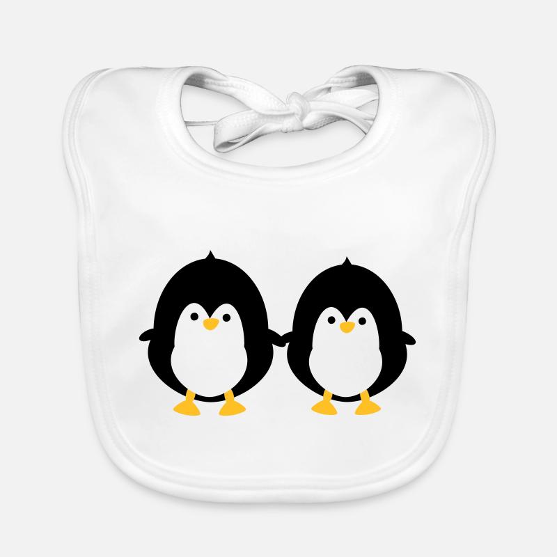 Deux pingouins - Bavoir bio Bébé - blanc