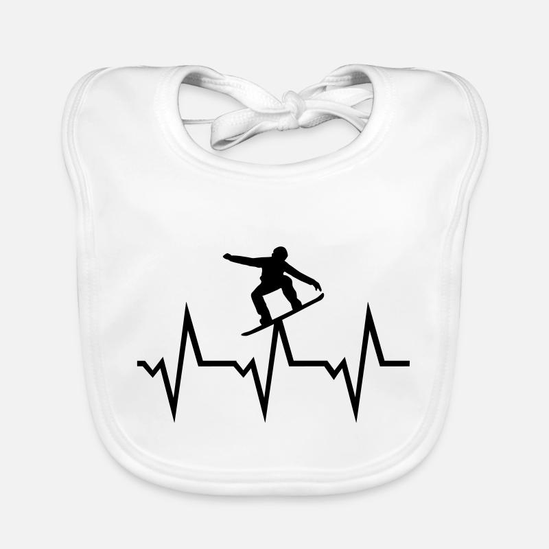 Snowboarding ECG Heartbeat Bavoir bio Bébé