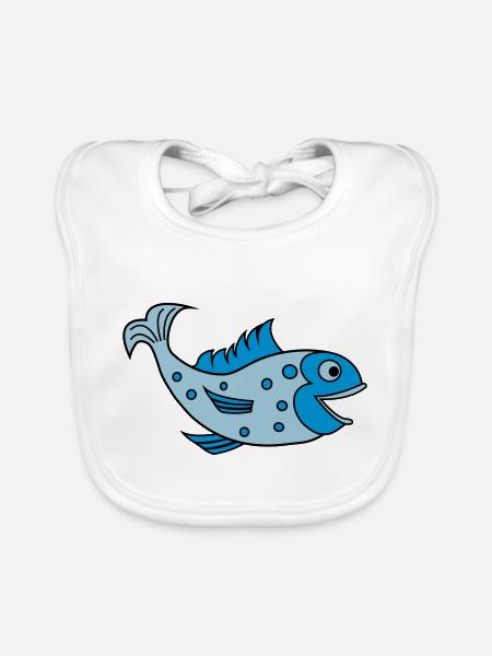 fisch - Organic Baby Bibs - white - Front