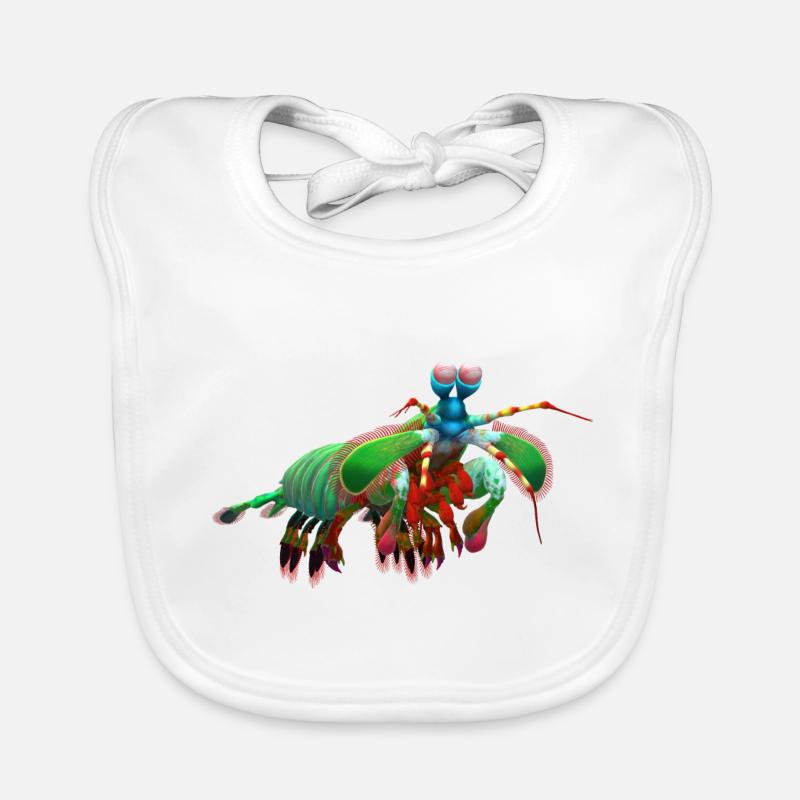 3D mantis shrimp - Organic Baby Bibs - white
