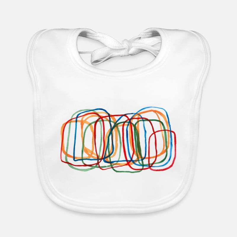 Colored rectangles - Organic Baby Bibs - white