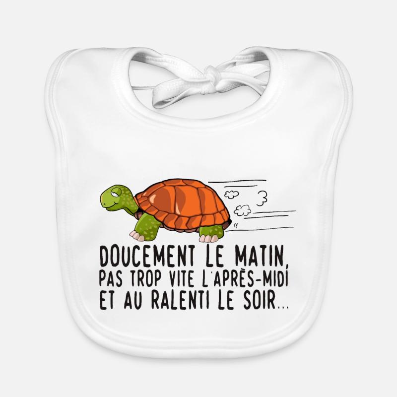 tortue dessin doucement matin vite ralenti citatio - Bavoir bio Bébé - blanc