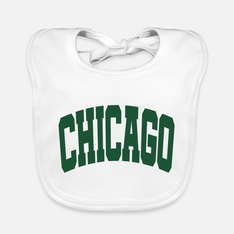Chicago lettering green Organic Baby Bibs