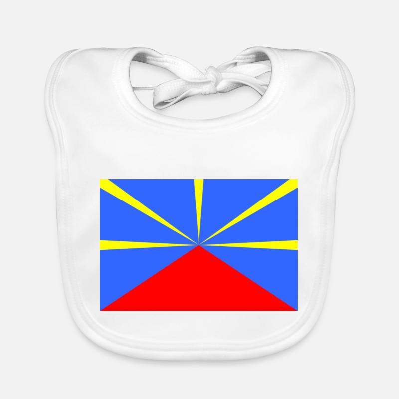 Drapeau Réunion - Bavoir bio Bébé - blanc