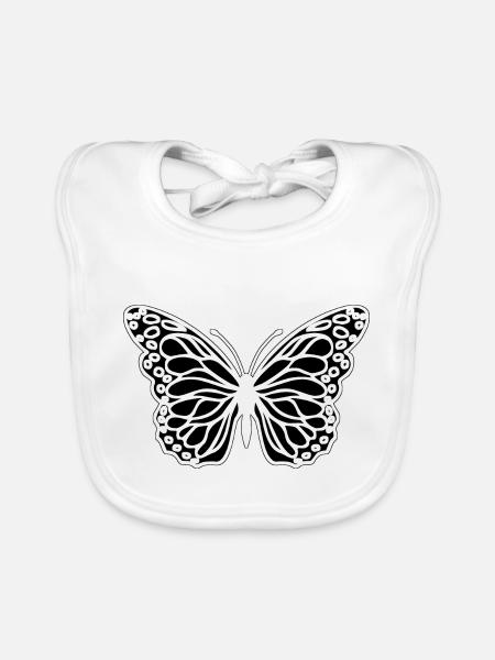 papillon - Bavoir bio Bébé - blanc - Devant