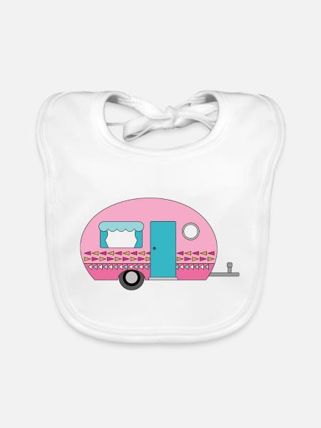 Caravan Camping Fun - Organic Baby Bibs - white - Front