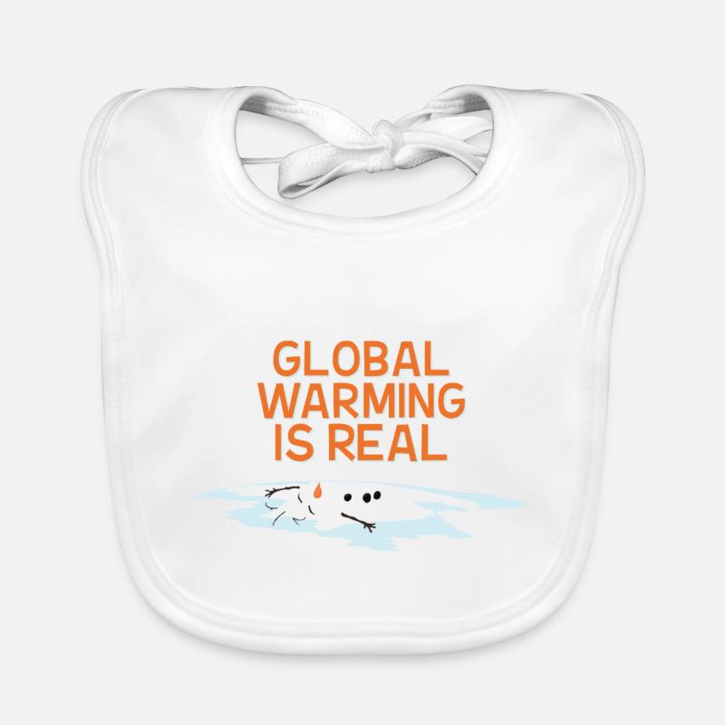 LE RÉCHAUFFEMENT CLIMATIQUE EST RÉEL - Bavoir bio Bébé - blanc