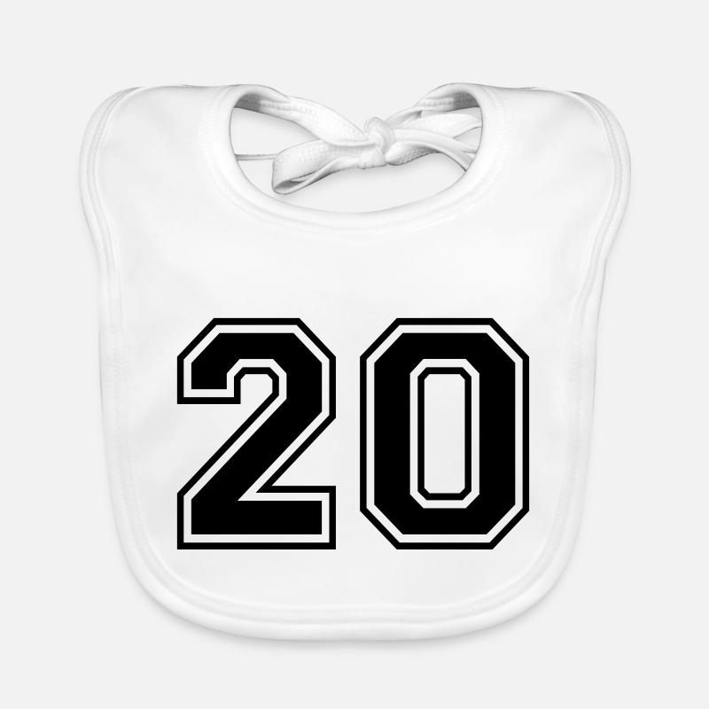 Numero 20 Équipe Foot baseball basket université - Bavoir bio Bébé - blanc