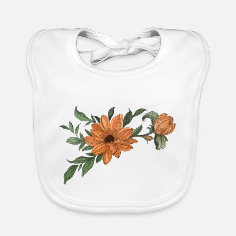 Orange fleur avec bourgeon Bavoir bio Bébé