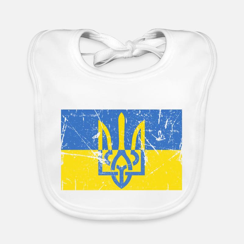 Drapeau Ukrainien Trident Ukraine - Bavoir bio Bébé - blanc