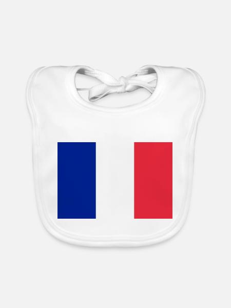 Drapeau français / French flag - Bavoir bio Bébé - blanc - Devant