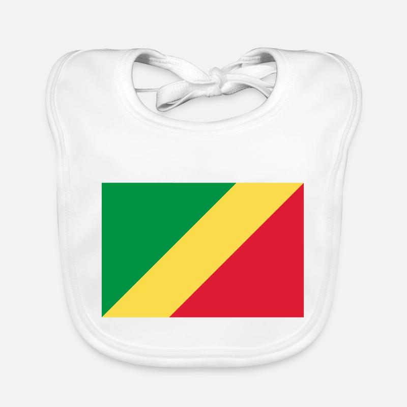 Drapeau Congo / Congo flag - Bavoir bio Bébé - blanc