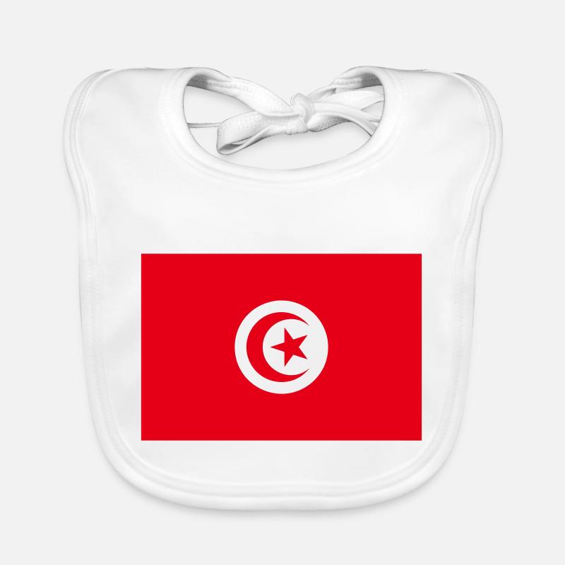 Drapeau Tunisie / Tunisian flag - Bavoir bio Bébé - blanc