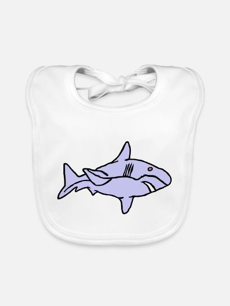 Fish Shark Predator Predator Water Graffiti Ocean - Organic Baby Bibs - white - Front