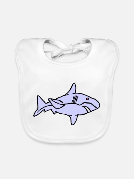 Fish Shark Predator Predator Water Graffiti Ocean - Organic Baby Bibs - white - Front