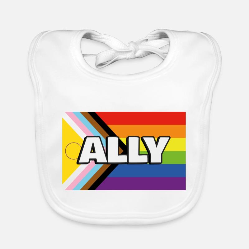 Pride Ally Inclusive Pride Progress Flag - Bavoir bio Bébé - blanc
