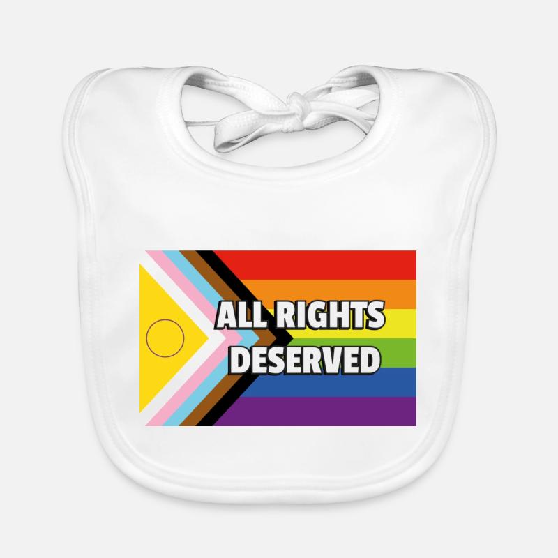 Inclusive Pride Progress Flag ALL RIGHTS DESERVED Organic Baby Bibs