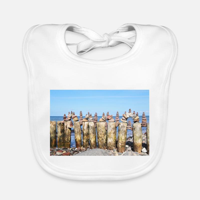 Mit Steinmännchen Kunst am Strand Baby Bio-Lätzchen
