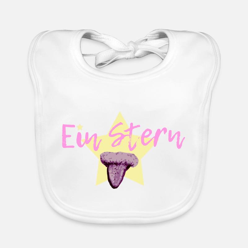 Une étoile en violet - Bavoir bio Bébé - blanc