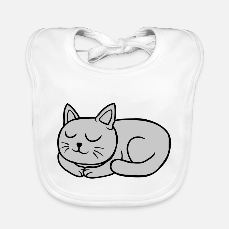 Sleeping dear lying cat Organic Baby Bibs