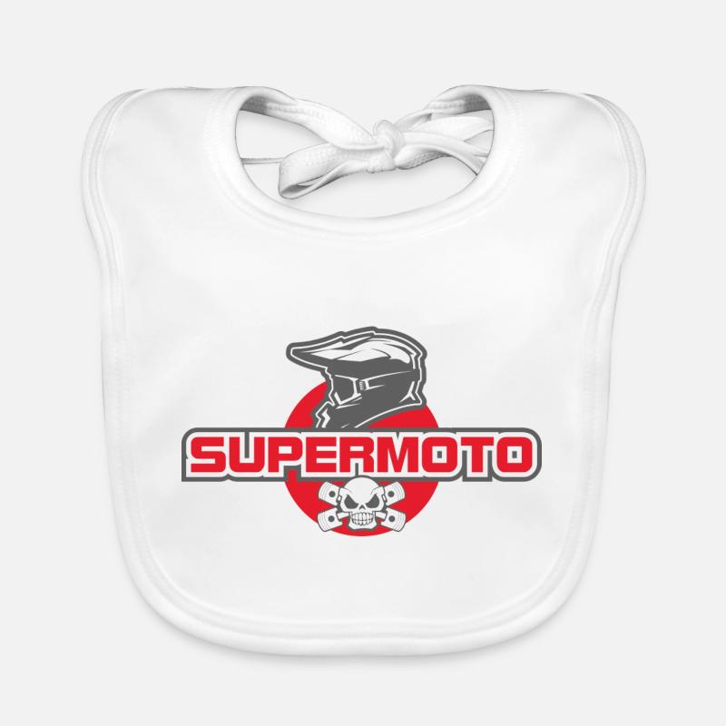 SUPER MOTO Monkey Helmet red Organic Baby Bibs